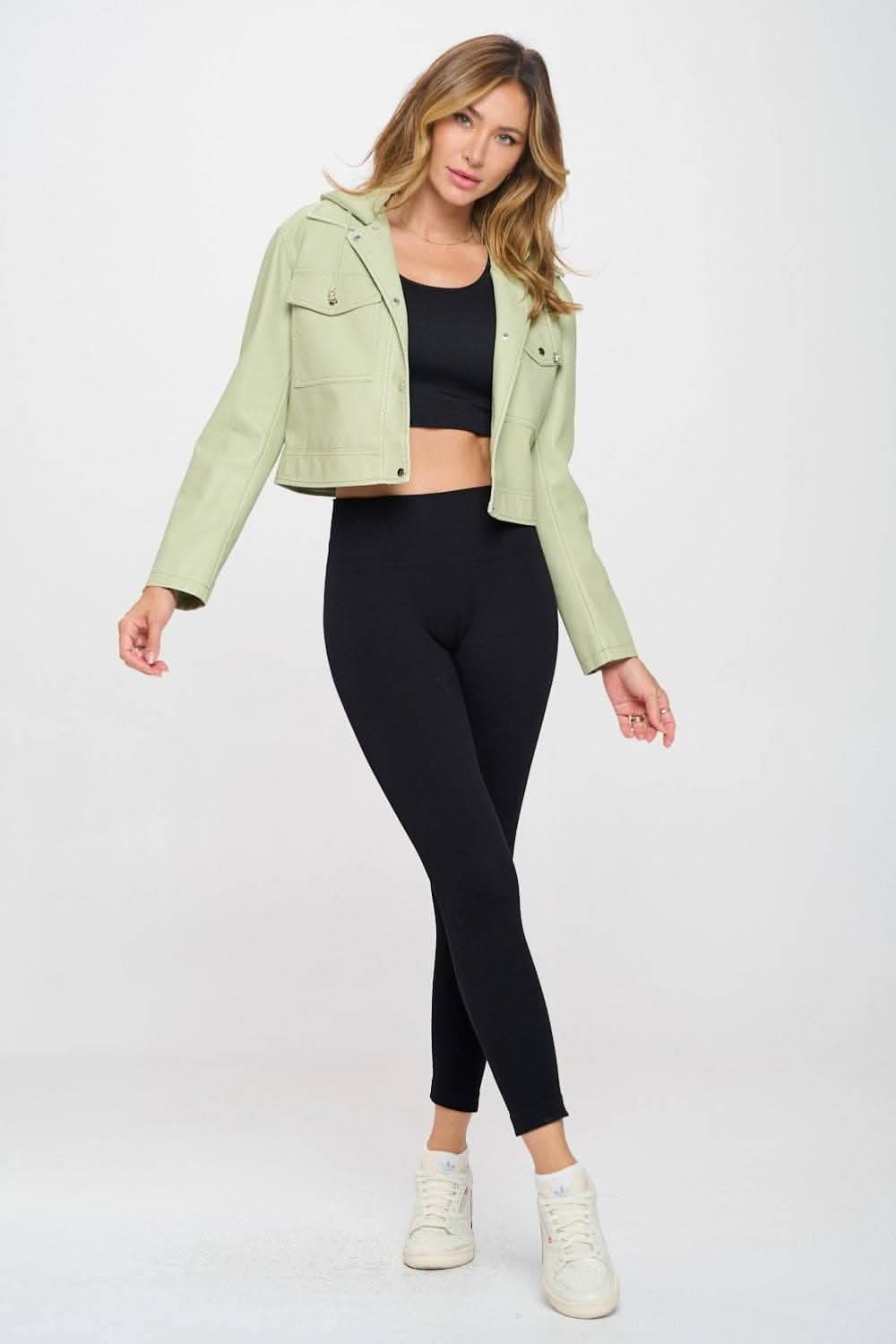 Chic cropped vegan leather jacket - Love Salve 