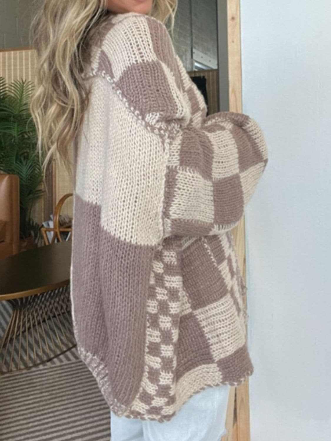 Chic plaid long sleeve cardigan - Love Salve 