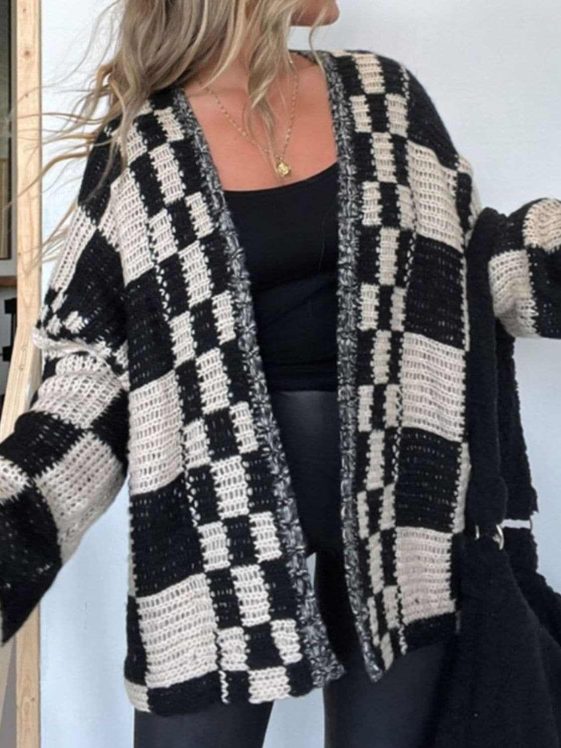Chic plaid long sleeve cardigan - Love Salve 