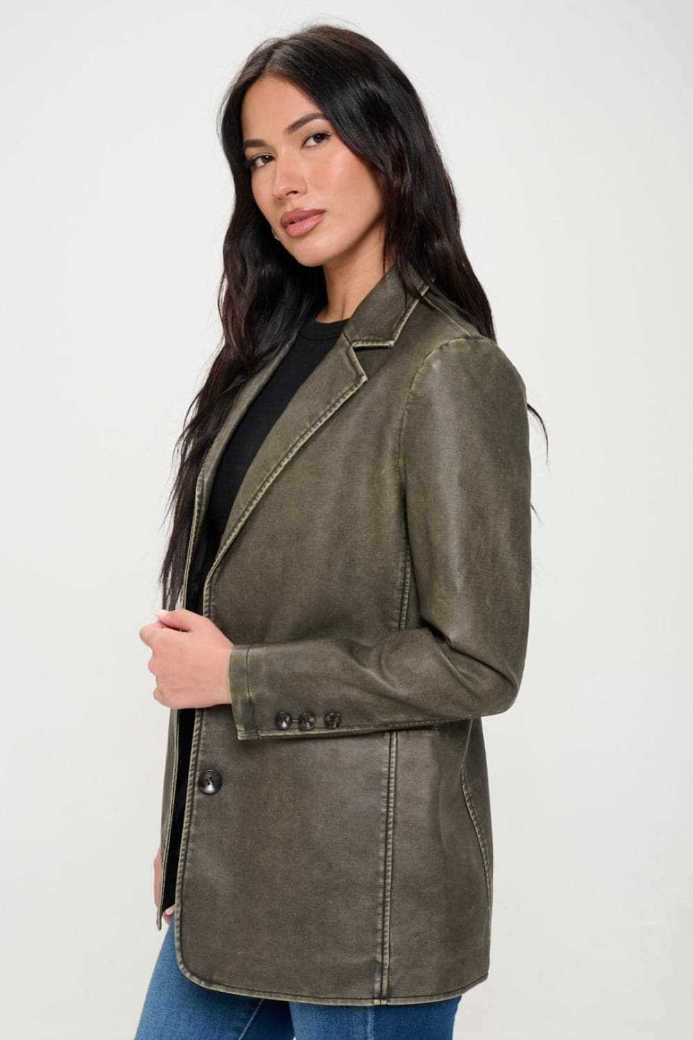 Chic vegan leather blazer, ethical style - Love Salve 