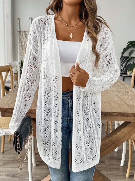 Chic long sleeve openwork cardigan - Love Salve 