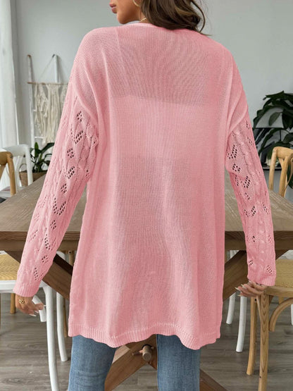 Chic long sleeve openwork cardigan - Love Salve 