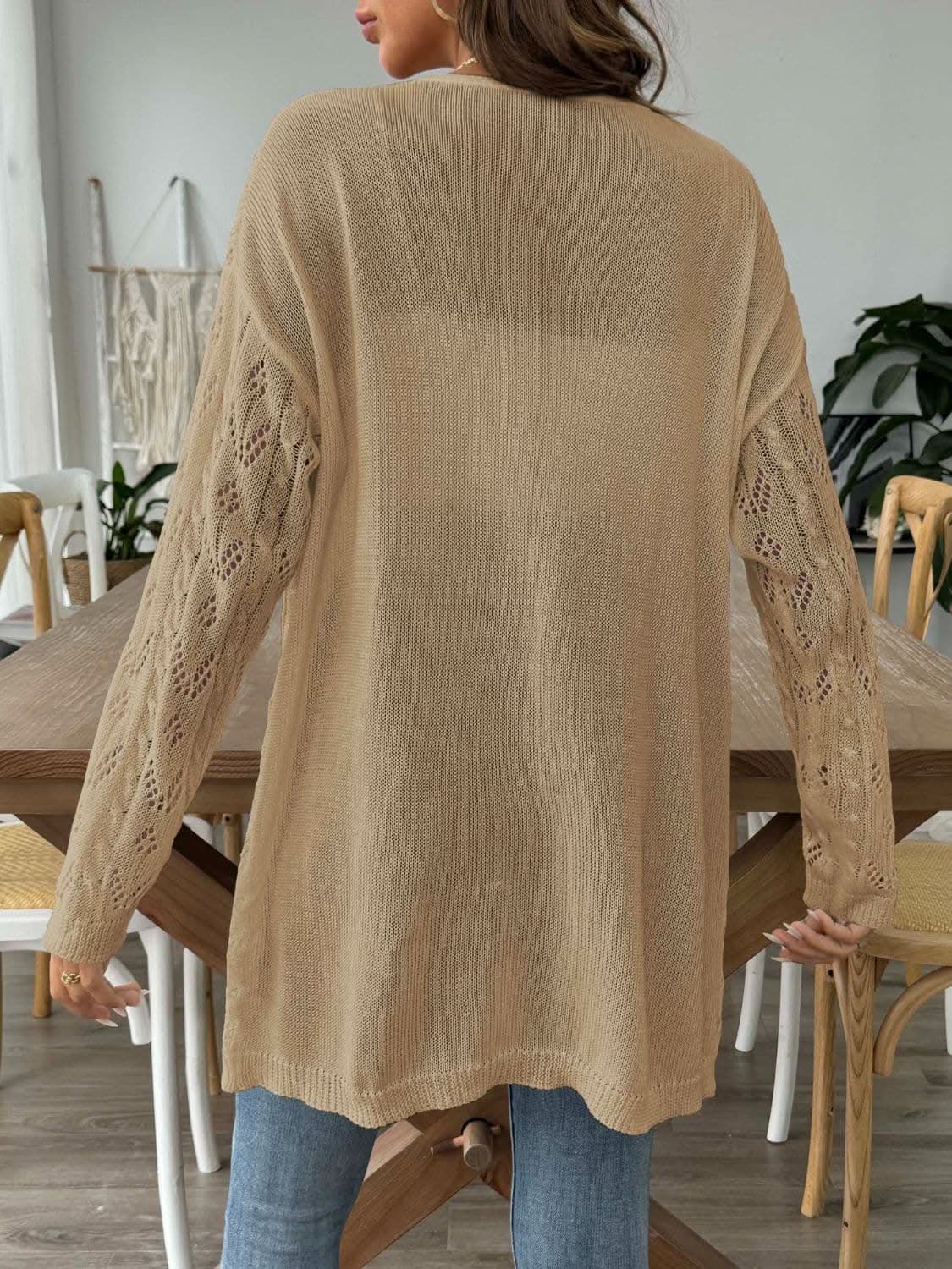 Chic long sleeve openwork cardigan - Love Salve 