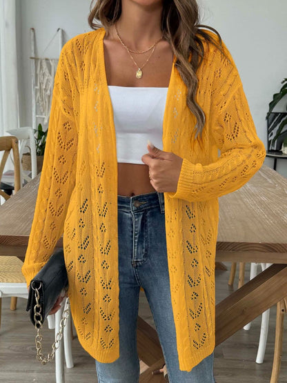 Chic long sleeve openwork cardigan - Love Salve 