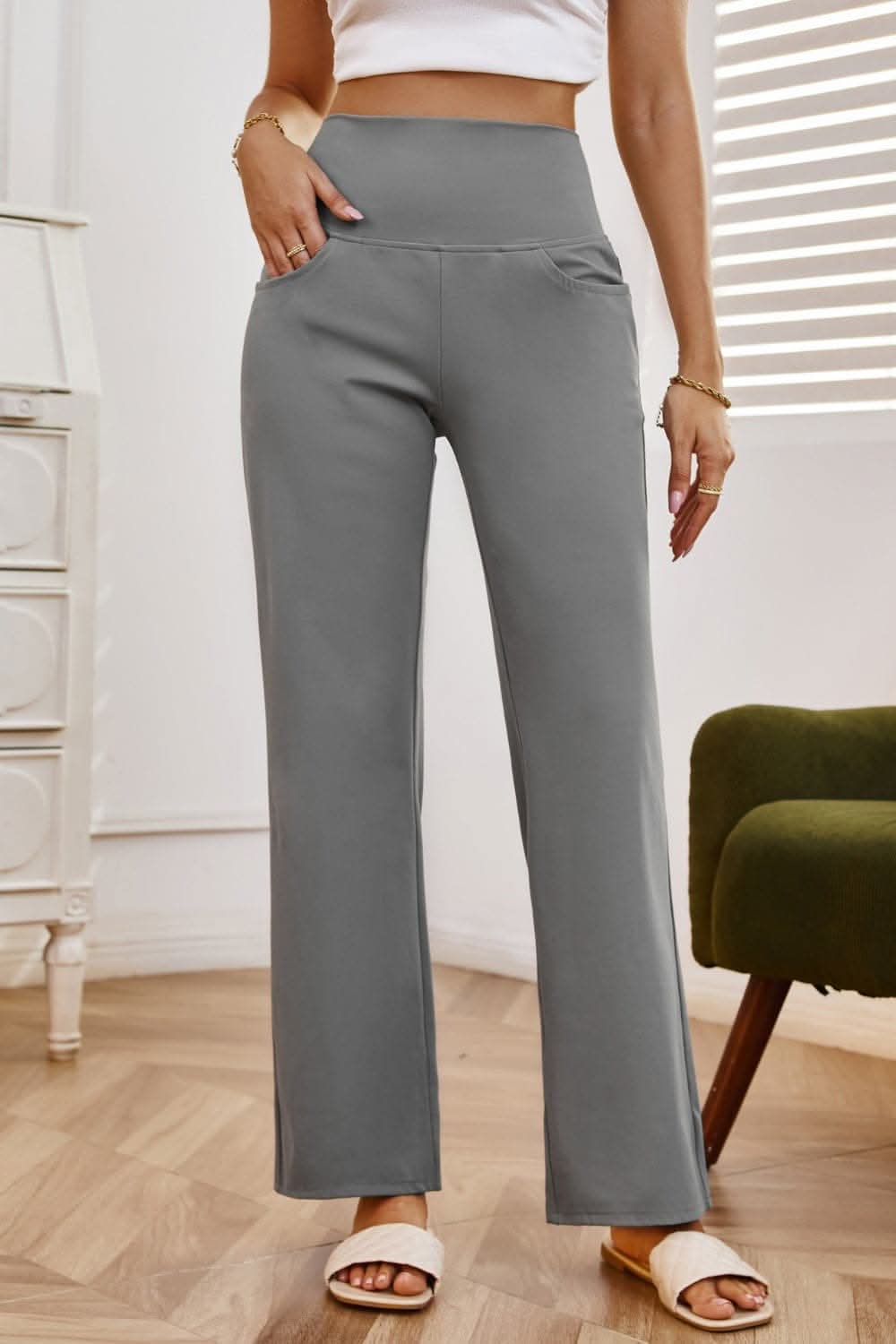 Chic high-waisted wide-leg pants - Love Salve 