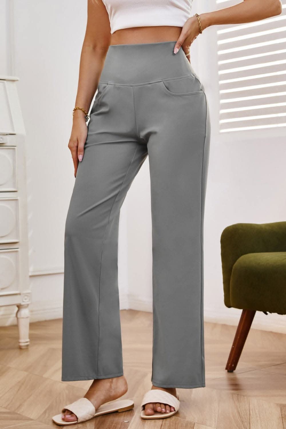 Chic high-waisted wide-leg pants - Love Salve 