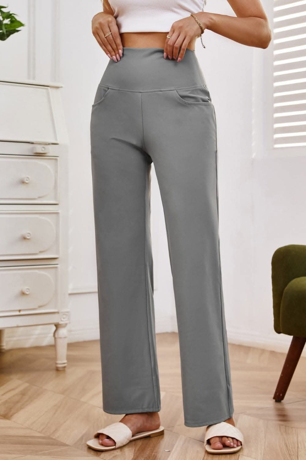 Chic high-waisted wide-leg pants - Love Salve 