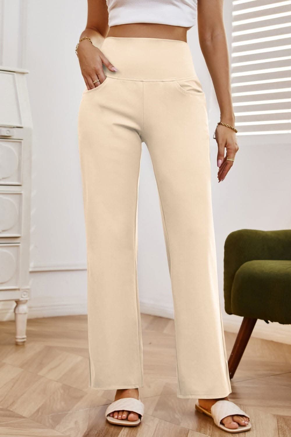Chic high-waisted wide-leg pants - Love Salve 
