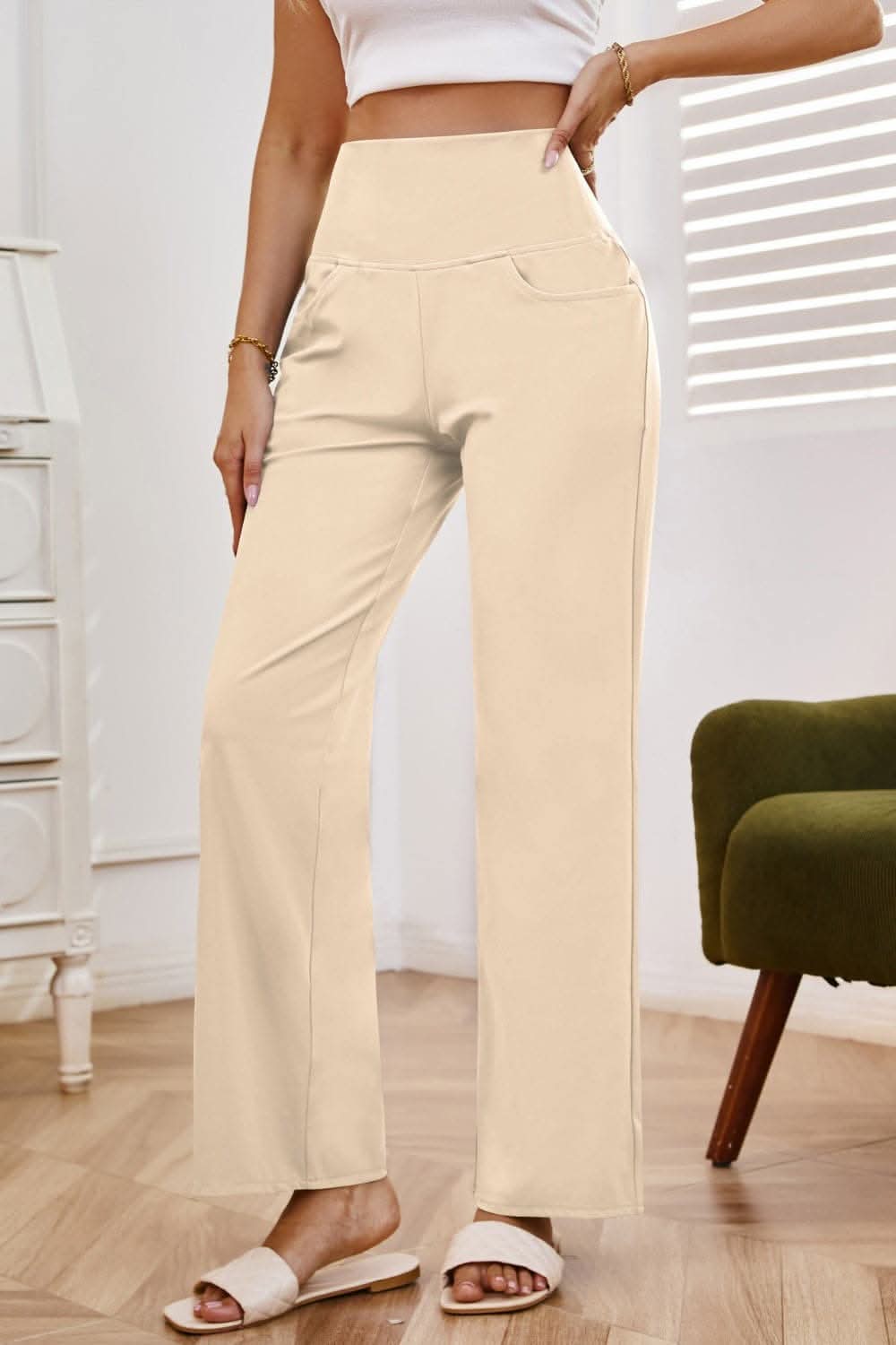 Chic high-waisted wide-leg pants - Love Salve 
