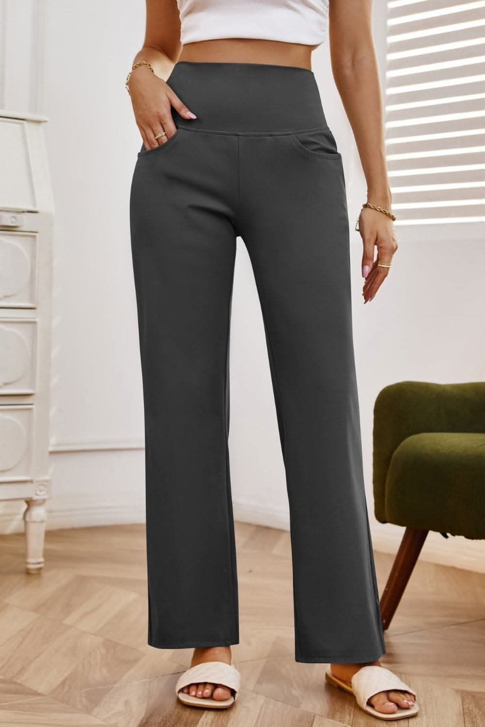 Chic high-waisted wide-leg pants - Love Salve 