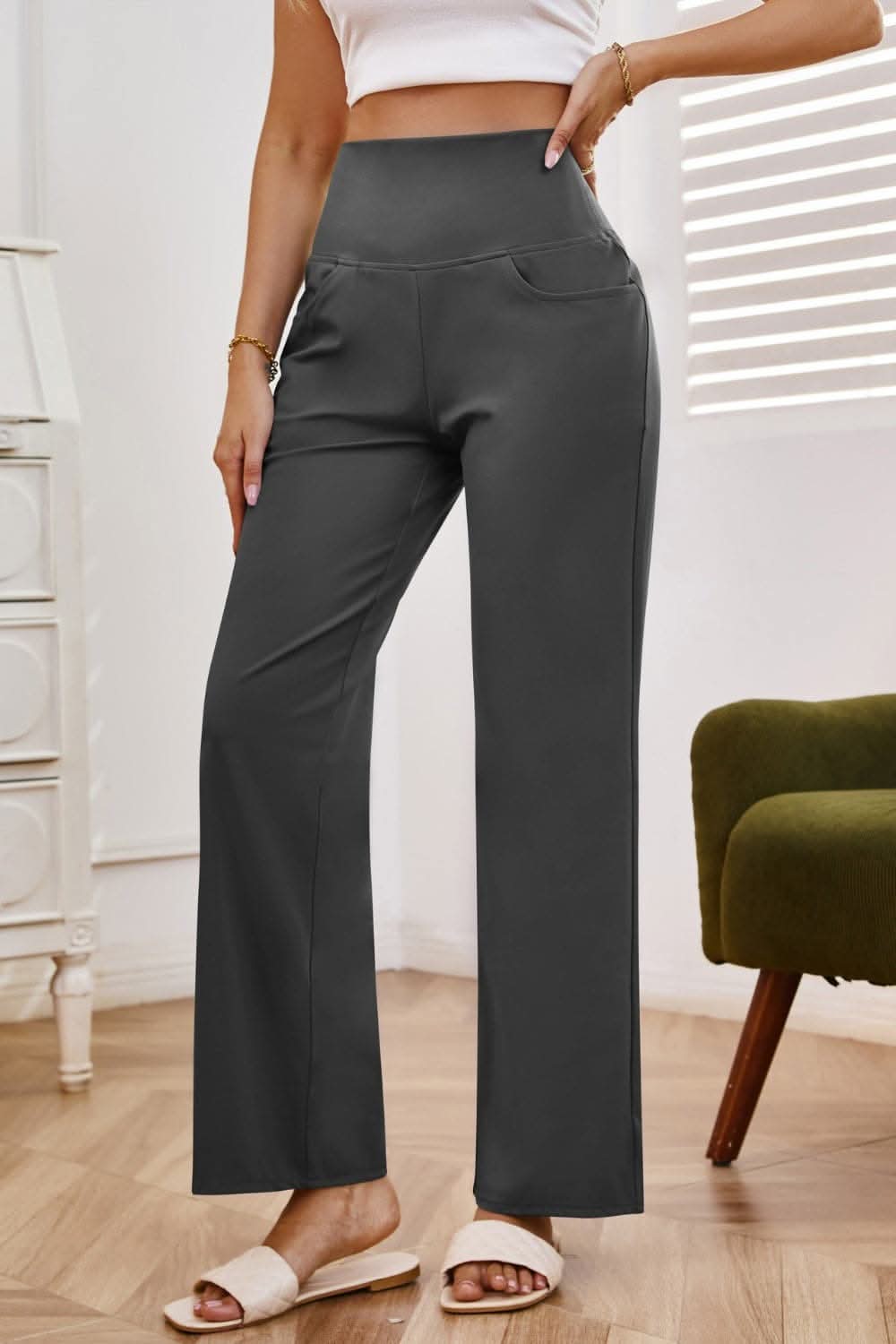 Chic high-waisted wide-leg pants - Love Salve 