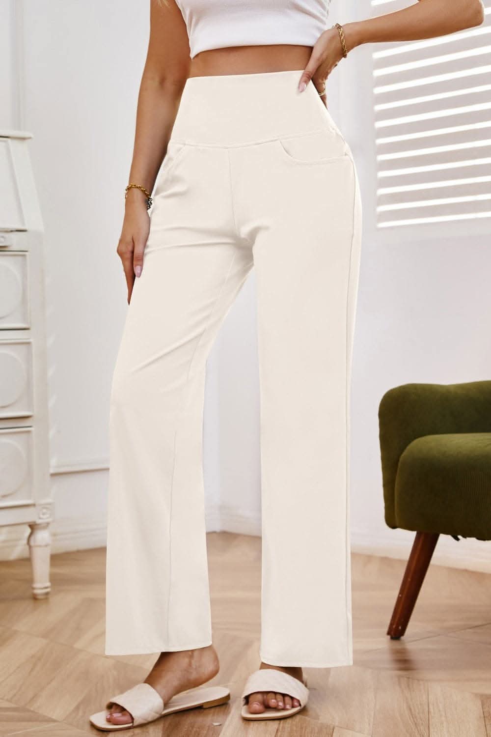 Chic high-waisted wide-leg pants - Love Salve 