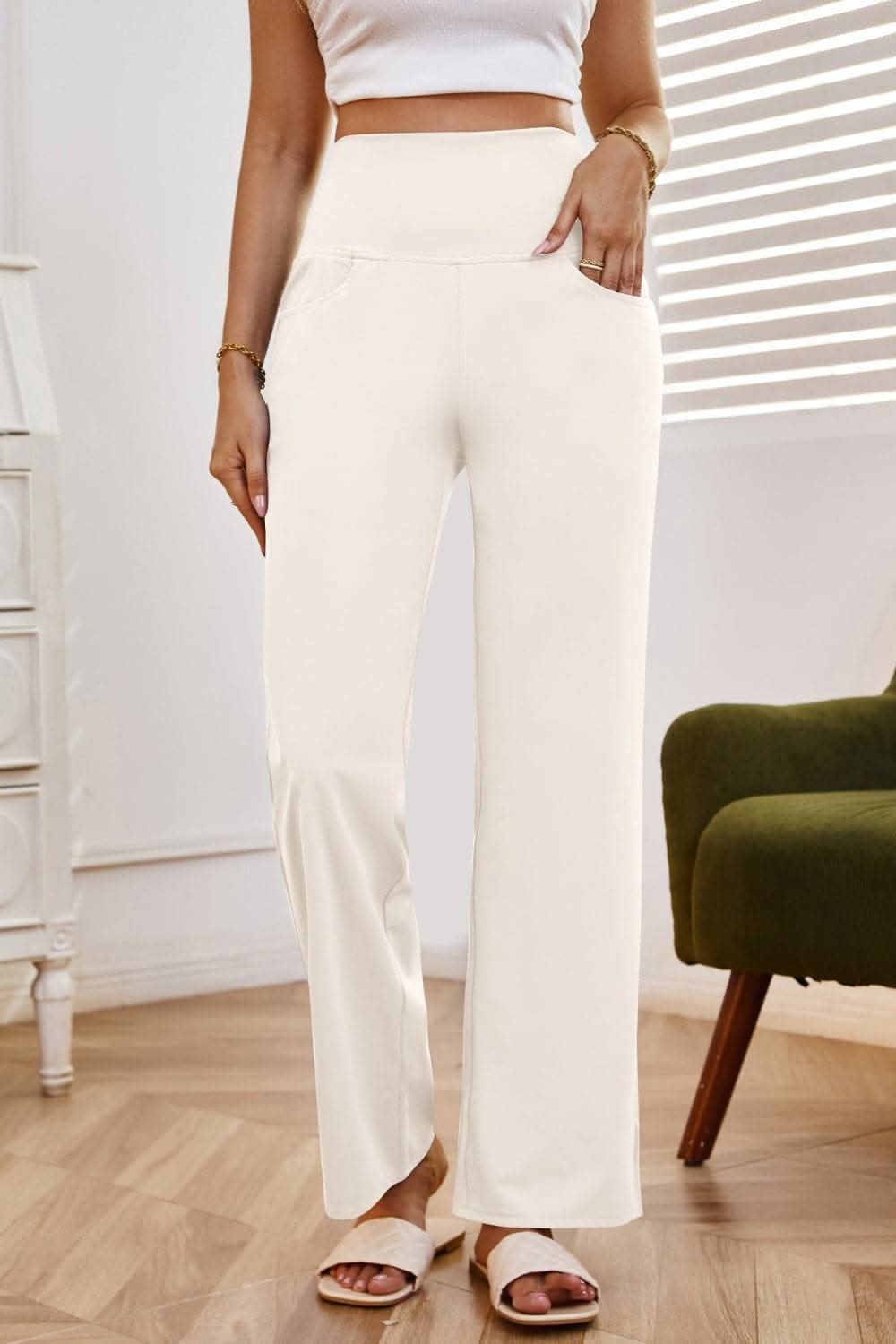 Chic high-waisted wide-leg pants - Love Salve 