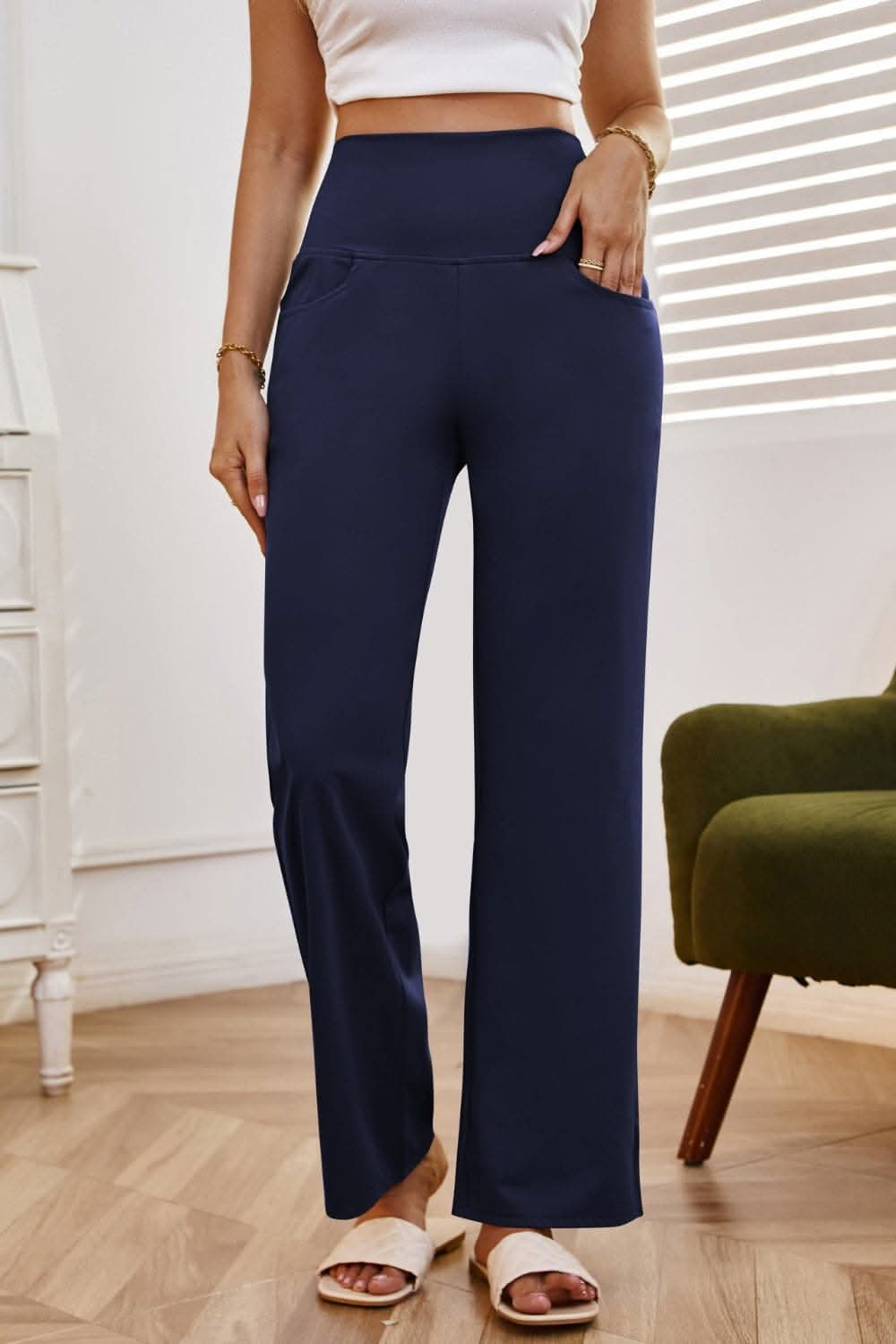 Chic high-waisted wide-leg pants - Love Salve 