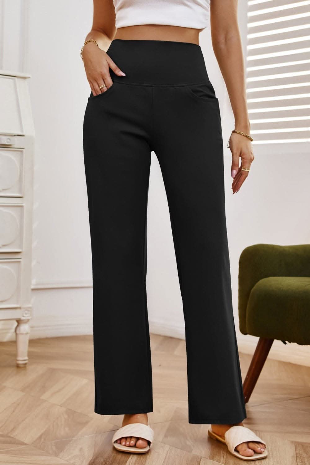 Chic high-waisted wide-leg pants - Love Salve 