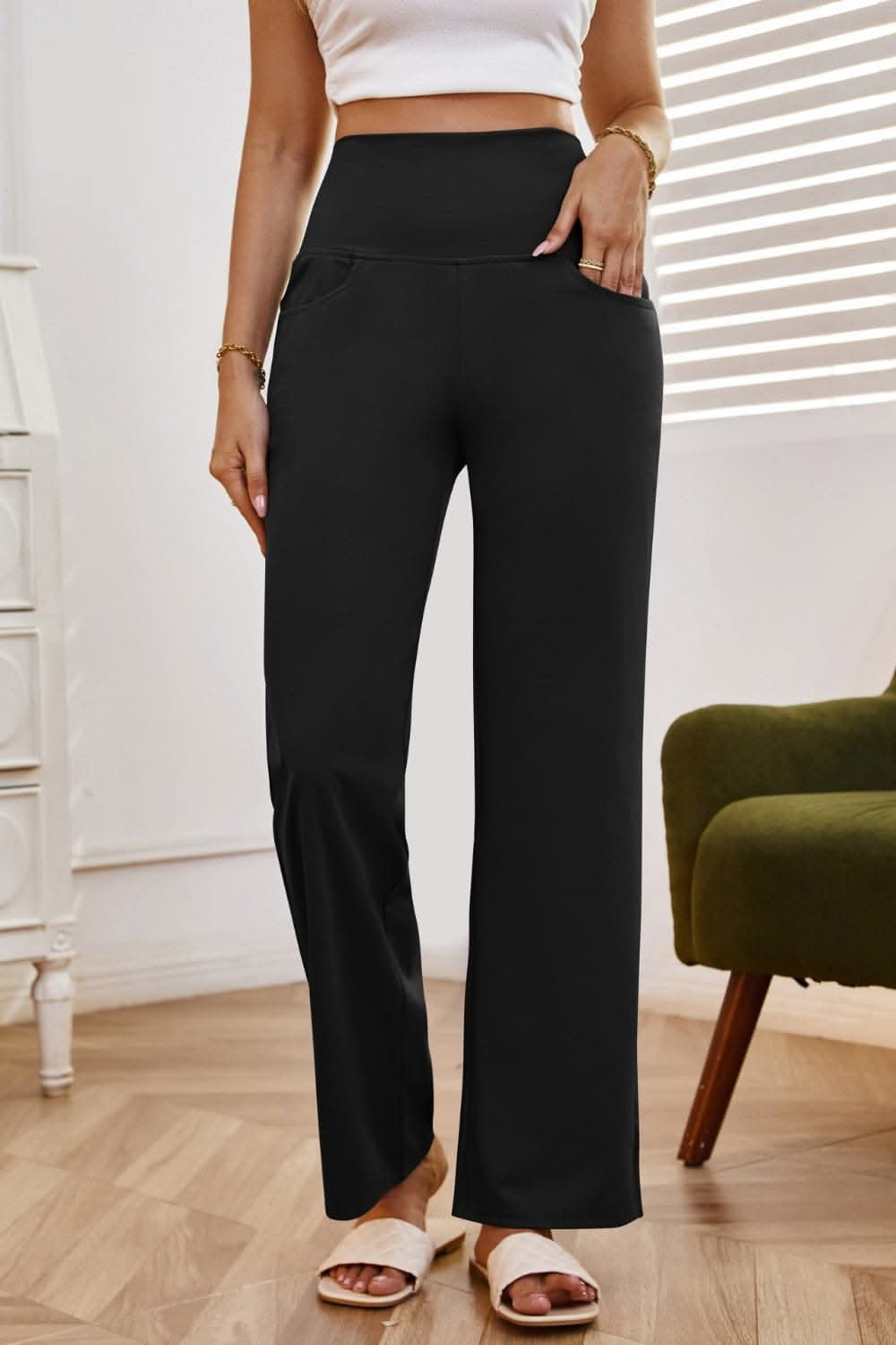 Chic high-waisted wide-leg pants - Love Salve 