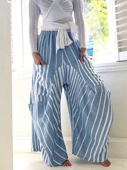 Chic striped wide-leg pants 