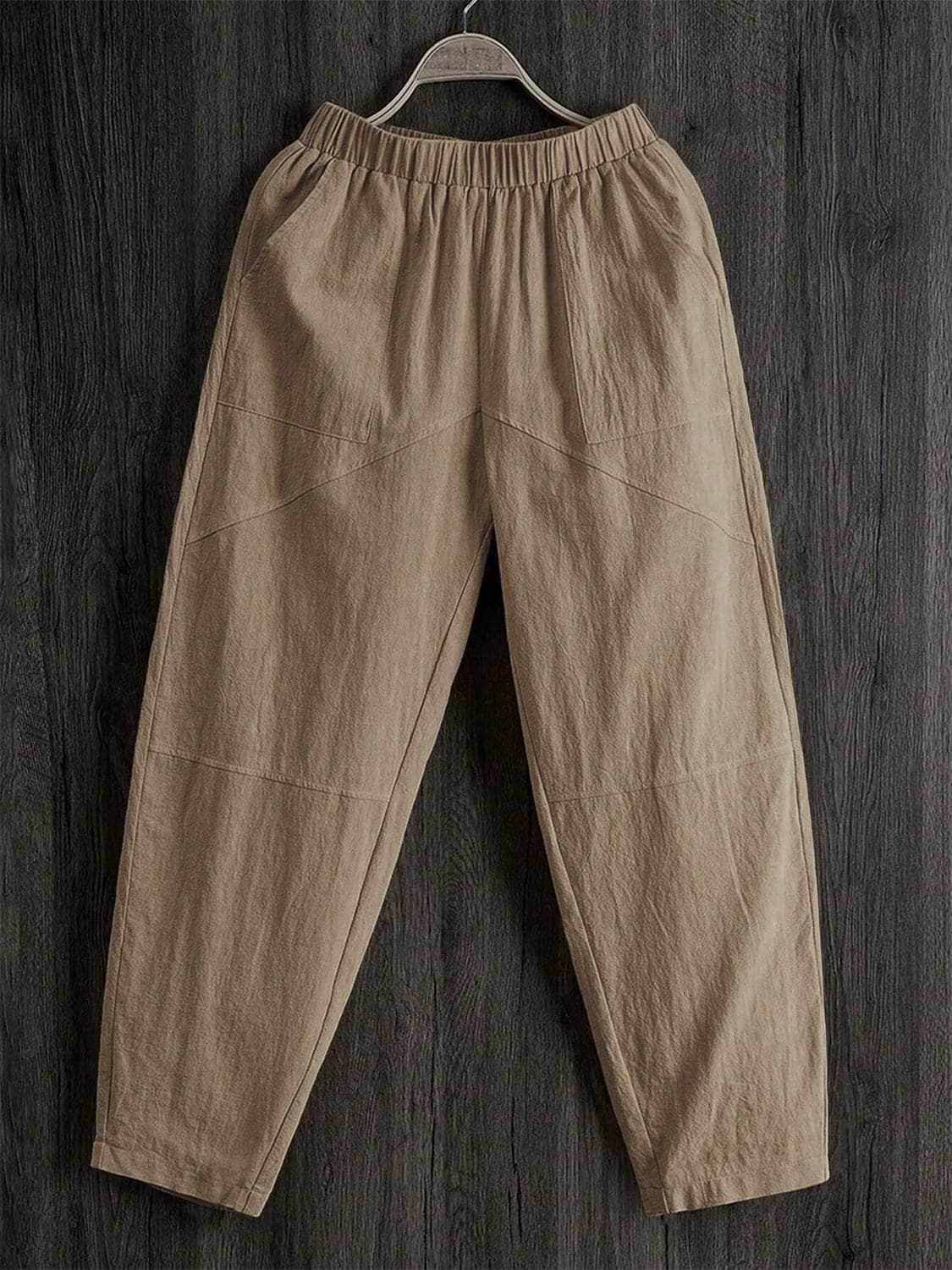 Sheer pocket pants with elastic waist - Love Salve 