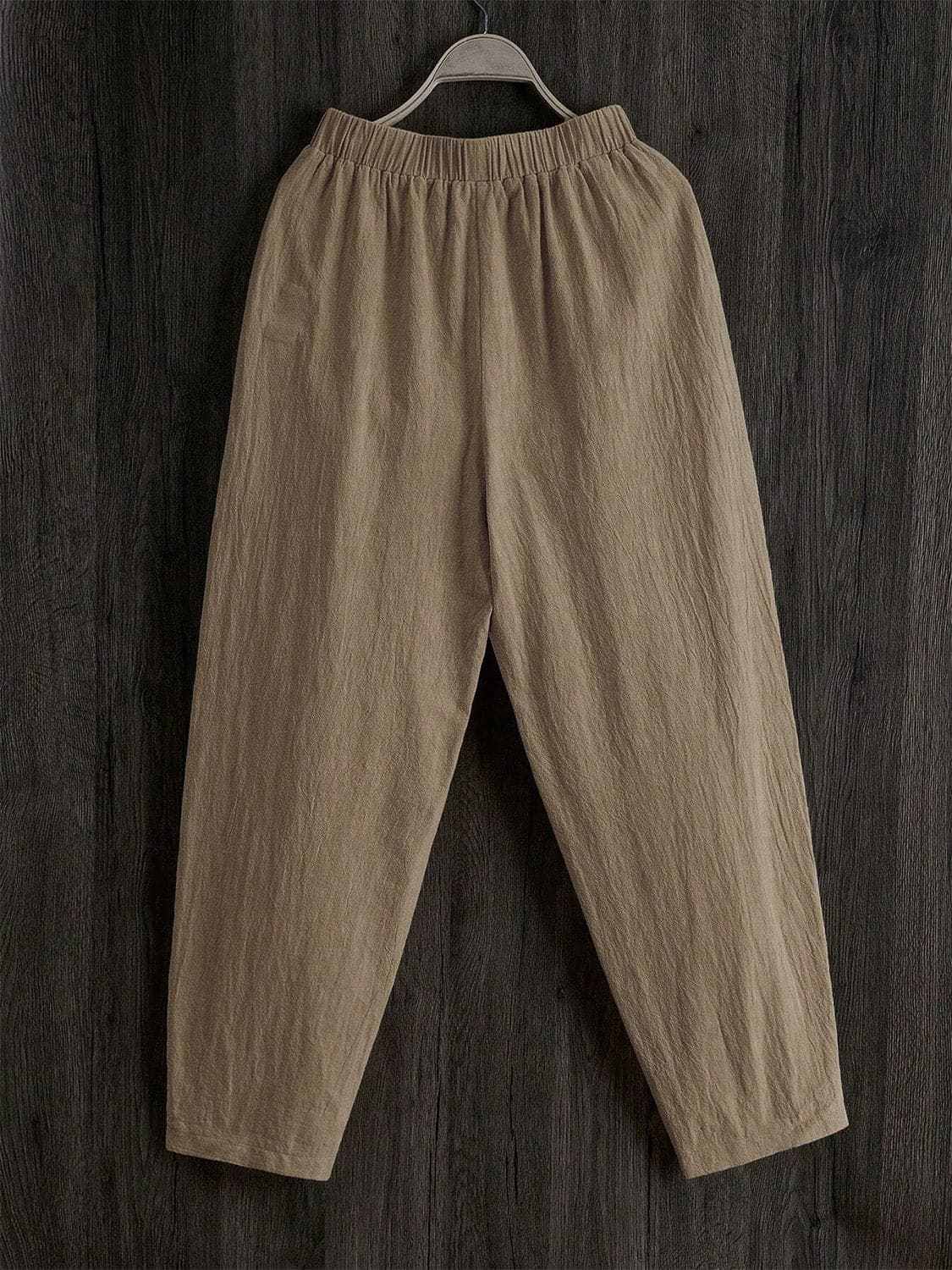 Sheer pocket pants with elastic waist - Love Salve 