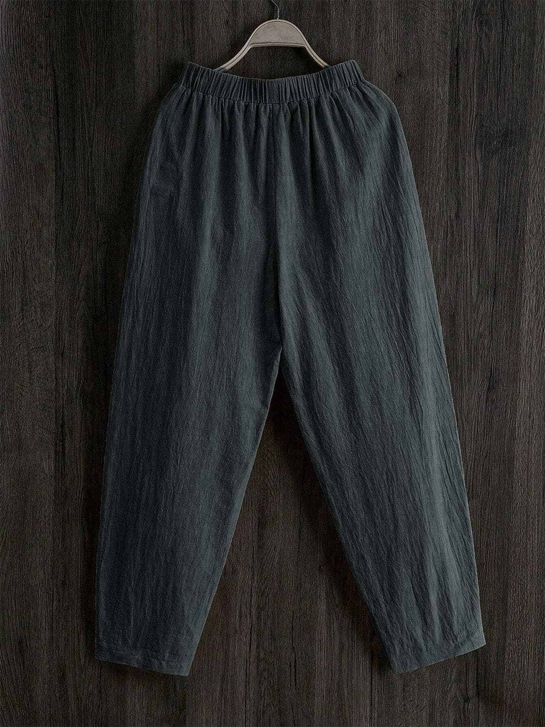Sheer pocket pants with elastic waist - Love Salve 