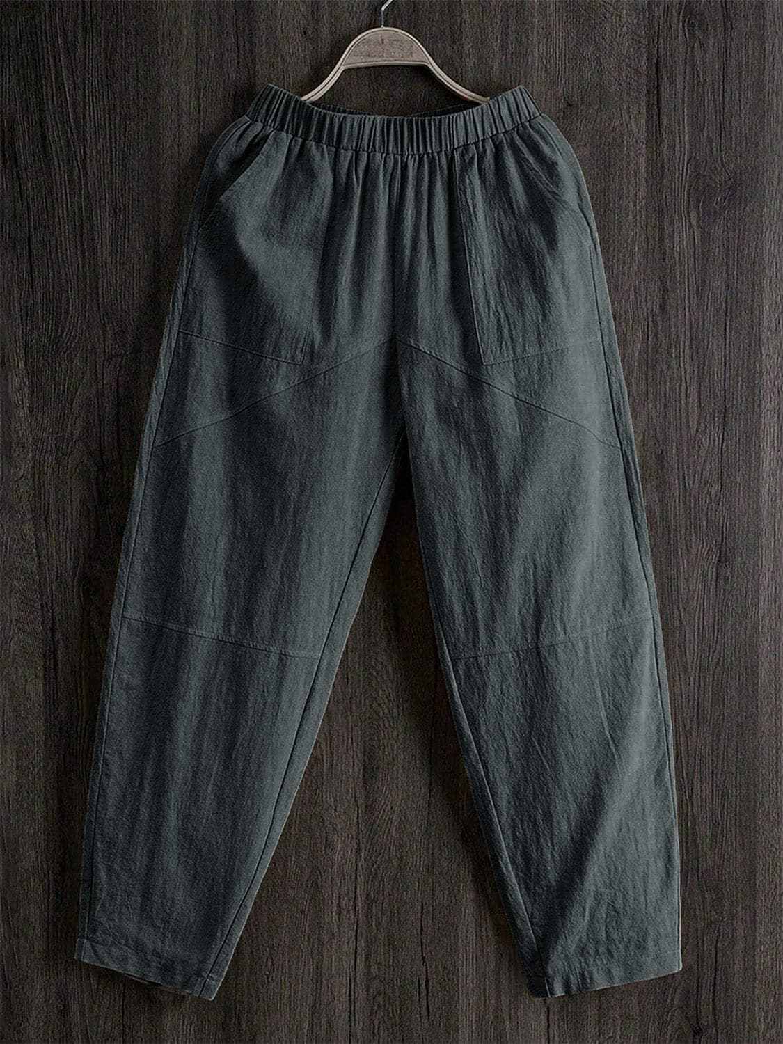 Sheer pocket pants with elastic waist - Love Salve 