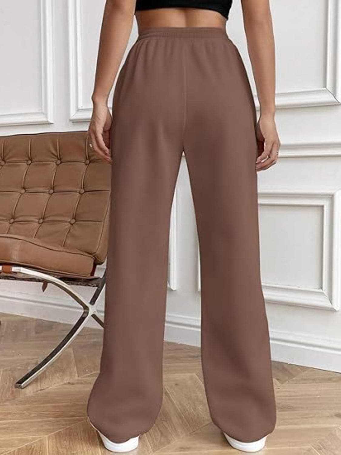 Drawstring wide-leg trousers with pockets - Love Salve 