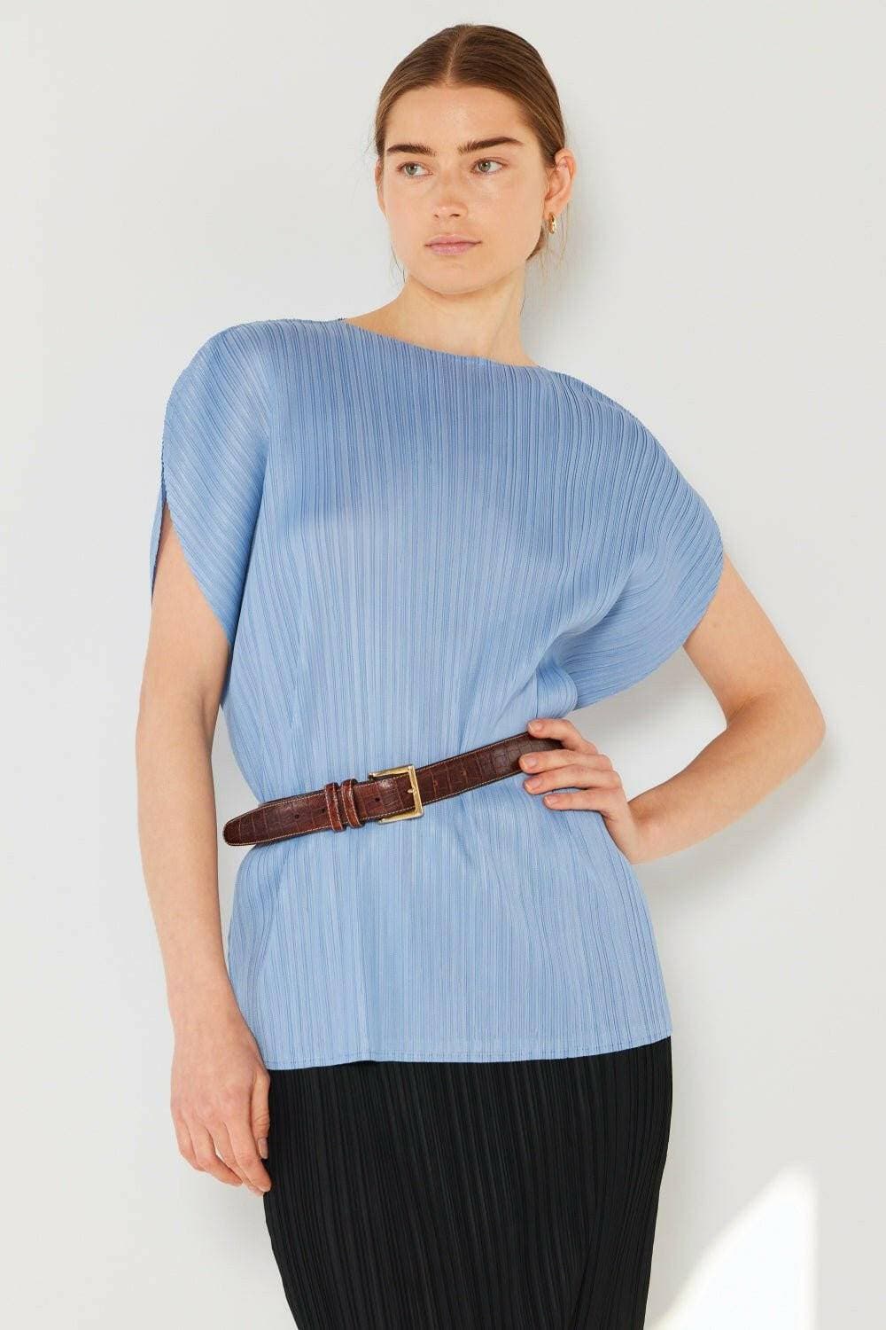 Elegant Marina Ribbed Dolman Sleeve Top with Pleated Embellishments - Love Salve 