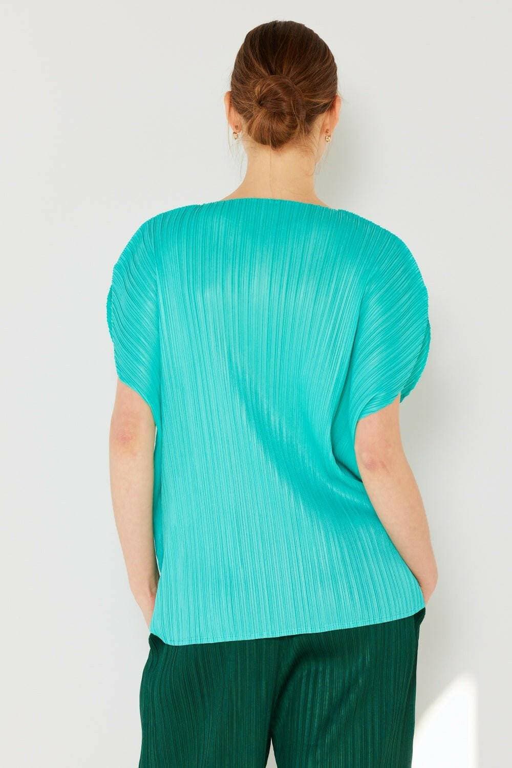 Elegant Marina Ribbed Dolman Sleeve Top with Pleated Embellishments - Love Salve 