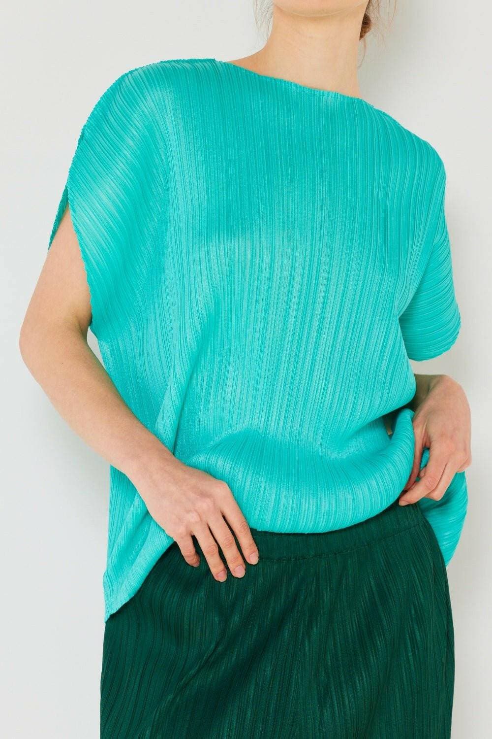 Elegant Marina Ribbed Dolman Sleeve Top with Pleated Embellishments - Love Salve 