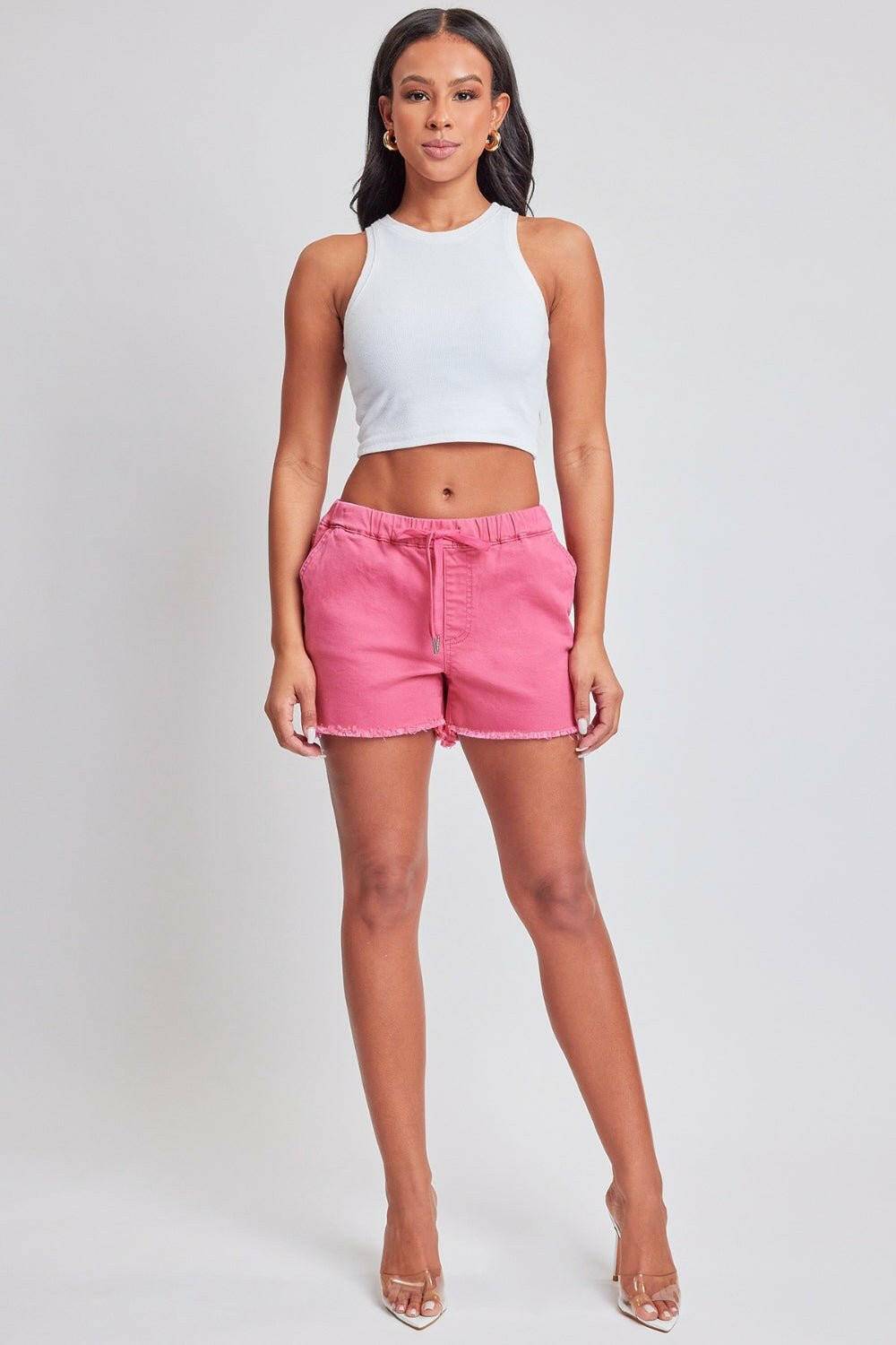 Effortlessly Chic Drawstring Denim Shorts with Raw Hem for a Stylish Edge - Love Salve 