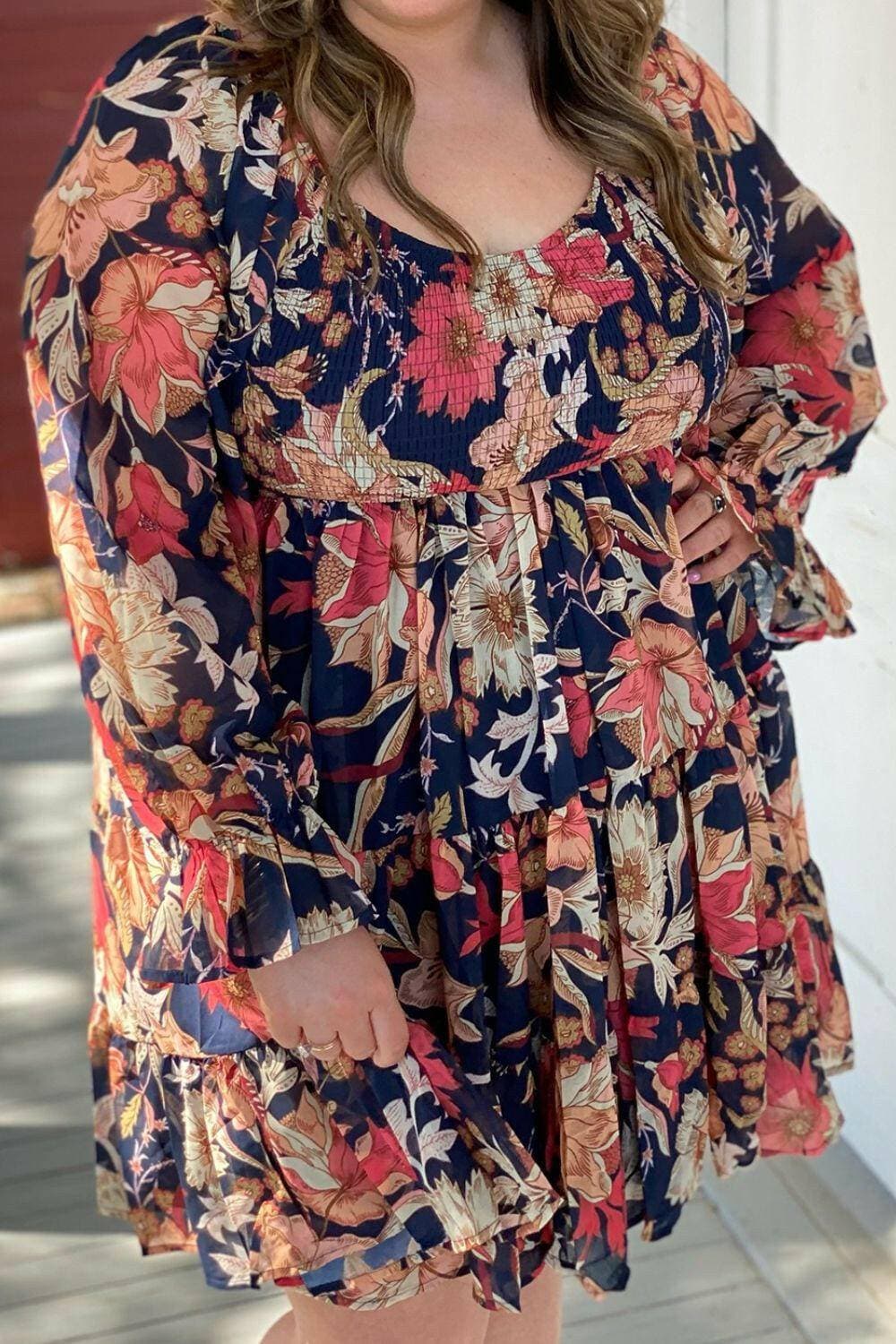 Smocked Print Long Sleeve Plus Size DressSmocked Print Long Sleeve Plus Size Dress
 Step up your fashion game and embrace elegance with our Smocked Print Long Sleeve Plus Size Dress. This stunning dress is Love Salve Smocked Print Long Sleeveplus