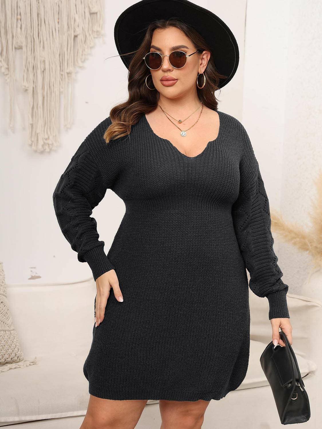 Cozy Oversized Long Sleeve Knit Dress for Curvy WomenStay Stylish and Comfortable in Our Cozy Oversized Long Sleeve Knit Dress
 Indulge in the perfect blend of style and comfort with our Cozy Oversized Long Sleeve KnitLove Salve Cozy Oversized Long Sleeve Knit Dressplus