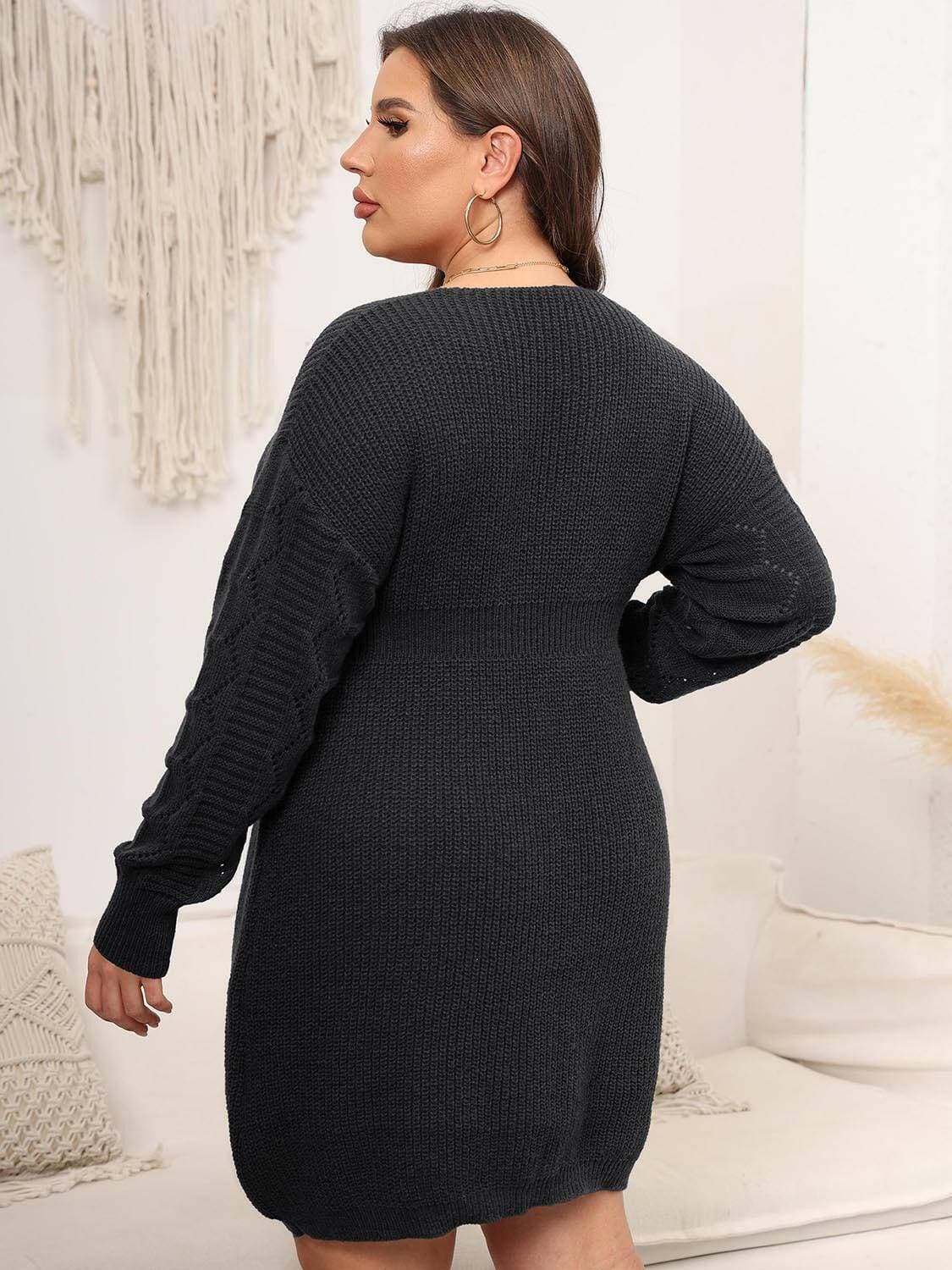 Cozy Oversized Long Sleeve Knit Dress for Curvy WomenStay Stylish and Comfortable in Our Cozy Oversized Long Sleeve Knit Dress
 Indulge in the perfect blend of style and comfort with our Cozy Oversized Long Sleeve KnitLove Salve Cozy Oversized Long Sleeve Knit Dressplus