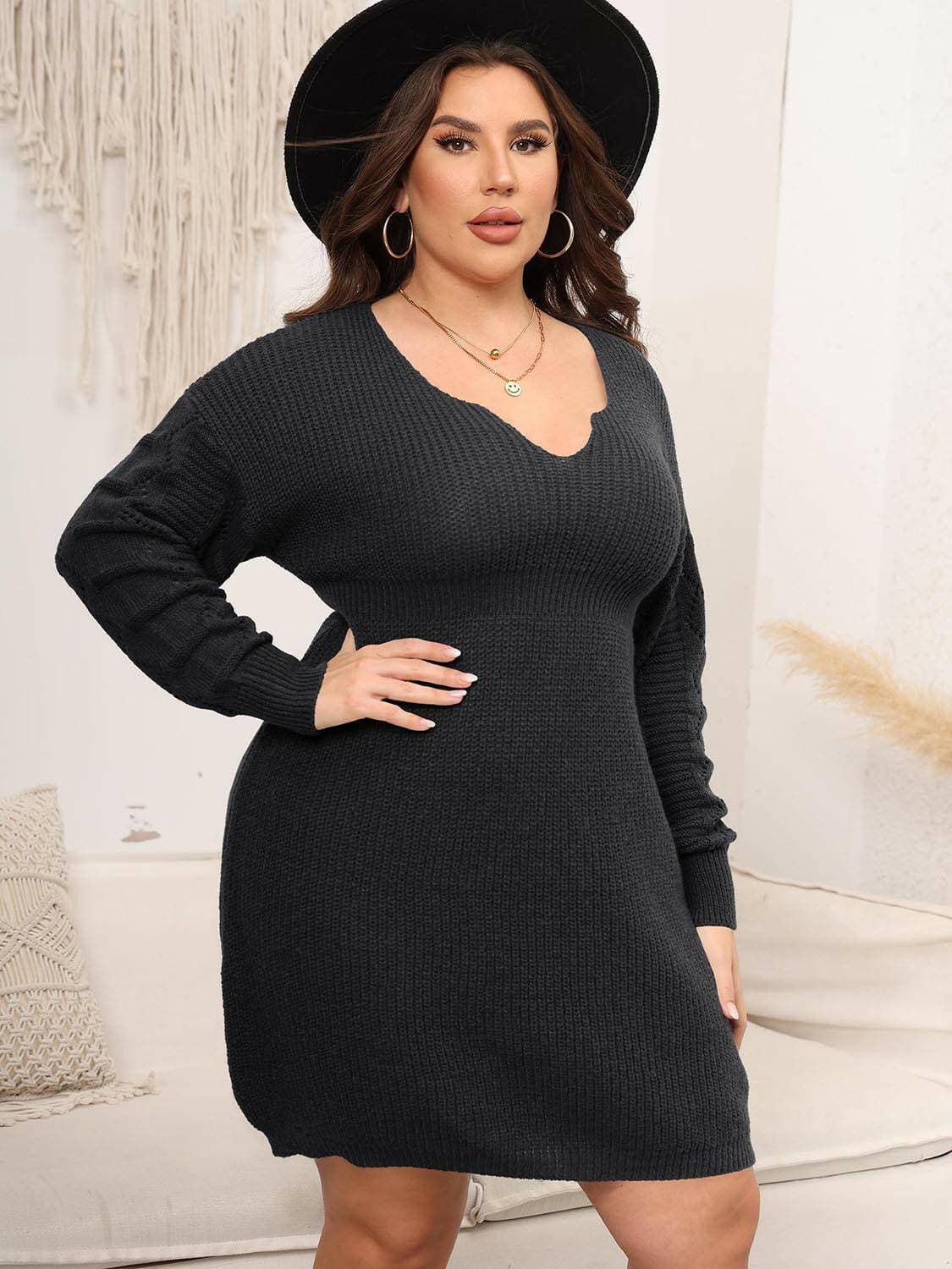 Cozy Oversized Long Sleeve Knit Dress for Curvy WomenStay Stylish and Comfortable in Our Cozy Oversized Long Sleeve Knit Dress
 Indulge in the perfect blend of style and comfort with our Cozy Oversized Long Sleeve KnitLove Salve Cozy Oversized Long Sleeve Knit Dressplus