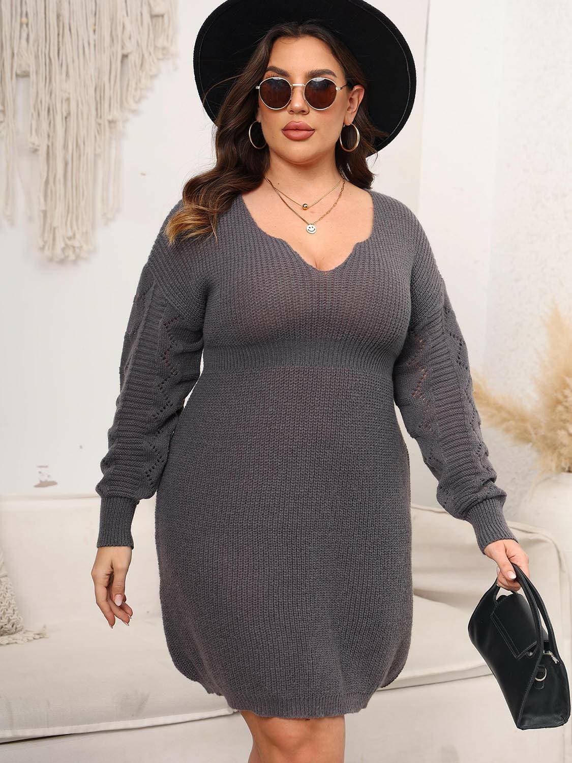 Cozy Oversized Long Sleeve Knit Dress for Curvy WomenStay Stylish and Comfortable in Our Cozy Oversized Long Sleeve Knit Dress
 Indulge in the perfect blend of style and comfort with our Cozy Oversized Long Sleeve KnitLove Salve Cozy Oversized Long Sleeve Knit Dressplus