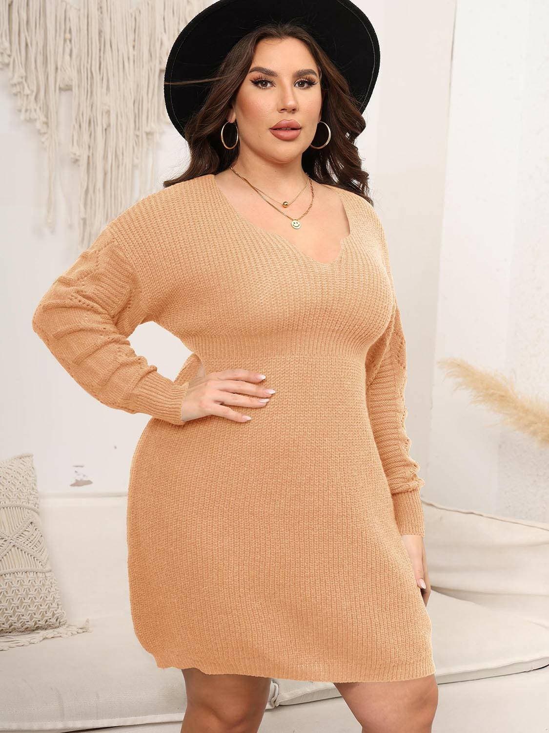 Cozy Oversized Long Sleeve Knit Dress for Curvy WomenStay Stylish and Comfortable in Our Cozy Oversized Long Sleeve Knit Dress
 Indulge in the perfect blend of style and comfort with our Cozy Oversized Long Sleeve KnitLove Salve Cozy Oversized Long Sleeve Knit Dressplus