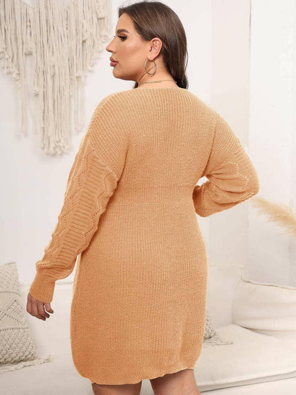 Cozy Oversized Long Sleeve Knit Dress for Curvy WomenStay Stylish and Comfortable in Our Cozy Oversized Long Sleeve Knit Dress
 Indulge in the perfect blend of style and comfort with our Cozy Oversized Long Sleeve KnitLove Salve Cozy Oversized Long Sleeve Knit Dressplus