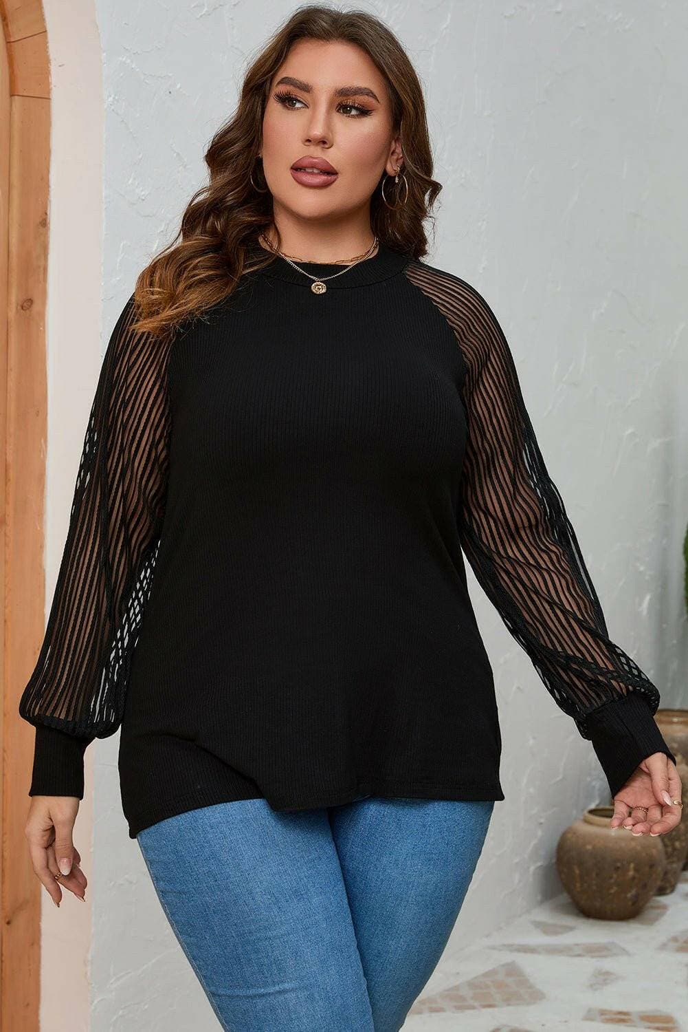 Extended Size Sheer Long Sleeve TopExtended Size Sheer Long Sleeve Top
 Indulge in Effortless Elegance with our Extended Size Sheer Long Sleeve Top!
 
 
Basic Yet Chic: Elevate your look with a touch Love Salve Extended Size Sheer Long Sleeve Topplus