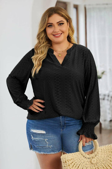 Eyelet Detailed Plus Size Flounce Sleeve BlouseEyelet Detailed Plus Size Flounce Sleeve Blouse
 
 
Delicate Charm: Elevate your style with exquisite eyelet sheer detailing.
 
Flattering Fit: Opaque stretch materiLove Salve Size Flounce Sleeve Blouseplus