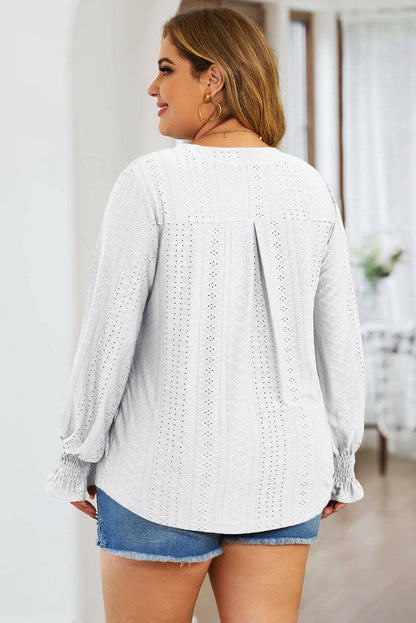 Eyelet Detailed Plus Size Flounce Sleeve BlouseEyelet Detailed Plus Size Flounce Sleeve Blouse
 
 
Delicate Charm: Elevate your style with exquisite eyelet sheer detailing.
 
Flattering Fit: Opaque stretch materiLove Salve Size Flounce Sleeve Blouseplus