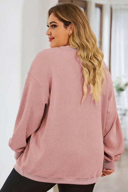 Heart Patterned Plus Size Ribbed Round Neck SweatshirtHeart Patterned Plus Size Ribbed Round Neck Sweatshirt
 Upgrade your style and embrace comfort with our Heart Patterned Plus Size Ribbed Round Neck Sweatshirt. StandLove Salve Size Ribbed Round Neck Sweatshirtplus