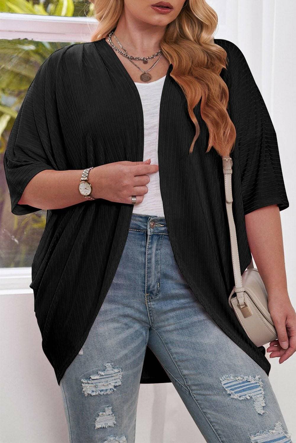 Ribbed Cocoon Plus Size Sheer Cover-UpUpgrade Your Poolside Glam with the Ribbed Cocoon Plus Size Sheer Cover-Up
 
 
Style: Elevate your beach look with this chic and versatile cover-up.
 
Sheer: The perLove Salve Size Sheer Cover-plus