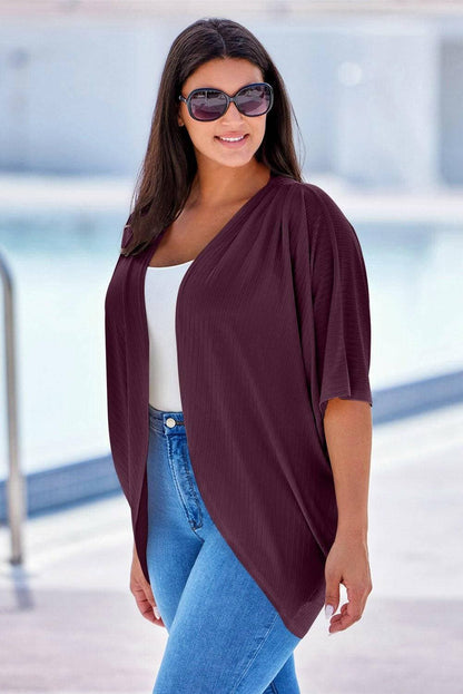 Ribbed Cocoon Plus Size Sheer Cover-UpUpgrade Your Poolside Glam with the Ribbed Cocoon Plus Size Sheer Cover-Up
 
 
Style: Elevate your beach look with this chic and versatile cover-up.
 
Sheer: The perLove Salve Size Sheer Cover-plus