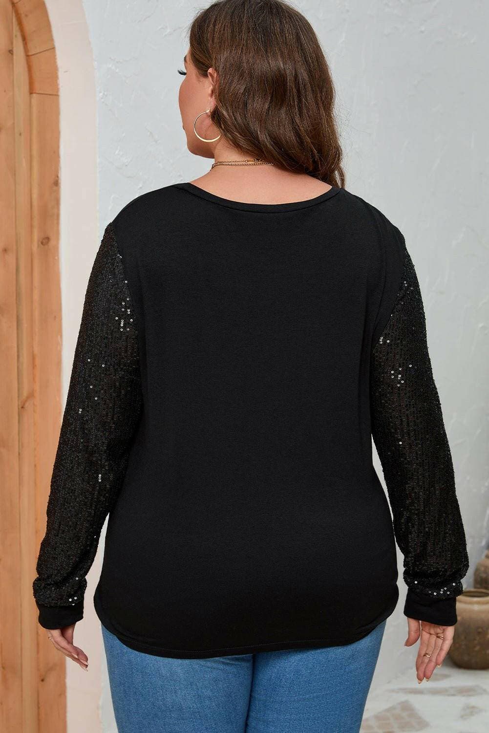 Sequin Embellished Plus Size Long Sleeve Top with Round NeckUpgrade Your Wardrobe with Style and Sparkle
 
 
Size Inclusivity: This Sequin Embellished Plus Size Long Sleeve Top is designed to flatter and fit beautifully on siLove Salve Size Long Sleeve Topplus