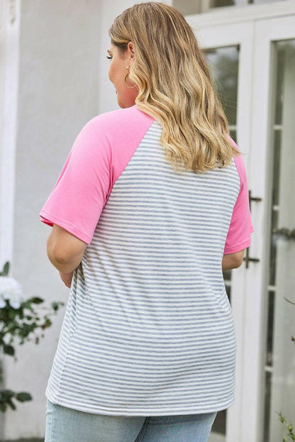 Leopard Striped Plus Size Round Neck Tee - Sheer Pocketed StyleUpgrade Your Wardrobe with Leopard Striped Plus Size Tee
 
 
Uniquely Stylish: Stand out in style with the chic leopard striped design.
 
Pocketed Sheer: The sheer pLove Salve Size Round Neck Tee - Sheer Pocketed Styleplus