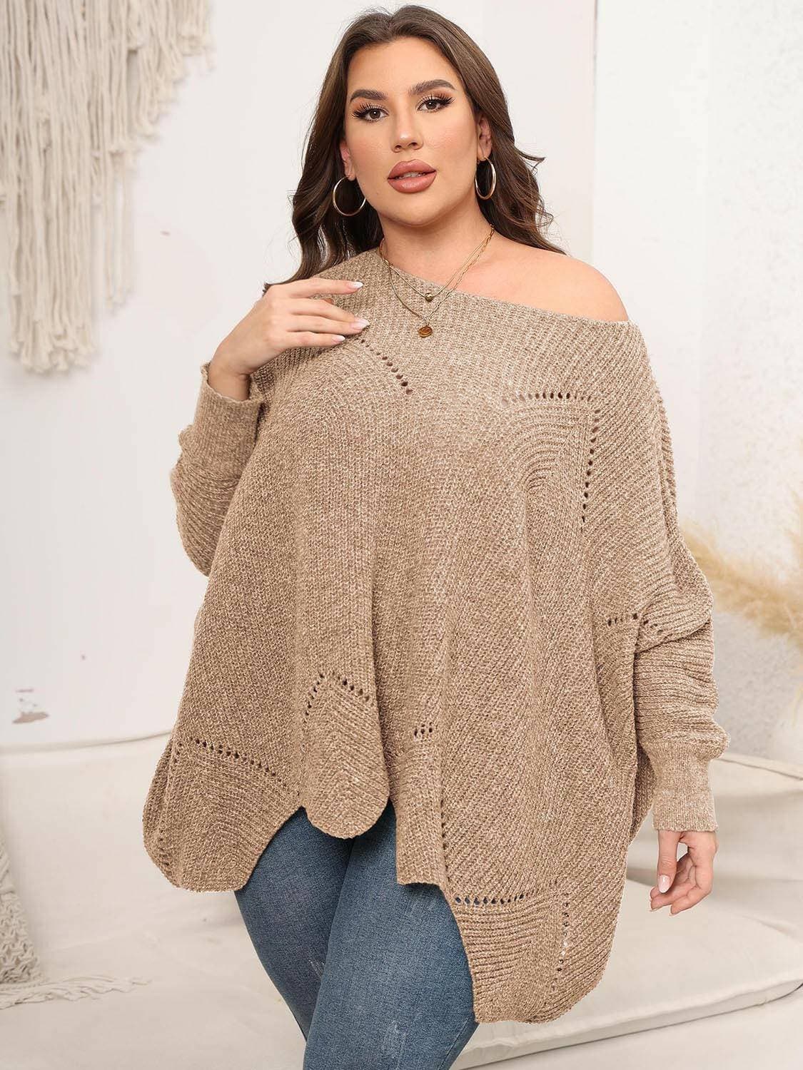 Cozy Batwing Sleeve Plus Size SweaterUpgrade Your Cozy Style with our Batwing Sleeve Plus Size Sweater!
 Experience ultimate comfort and chic fashion with our Cozy Batwing Sleeve Plus Size Sweater. CrafLove Salve Cozy Batwing Sleeveplus