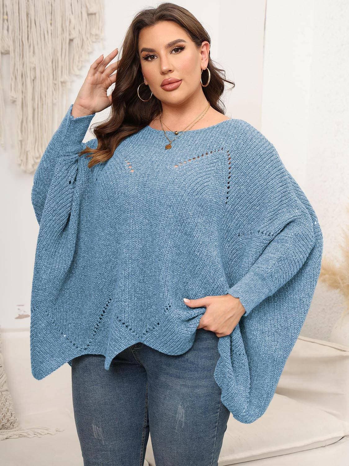 Cozy Batwing Sleeve Plus Size SweaterUpgrade Your Cozy Style with our Batwing Sleeve Plus Size Sweater!
 Experience ultimate comfort and chic fashion with our Cozy Batwing Sleeve Plus Size Sweater. CrafLove Salve Cozy Batwing Sleeveplus