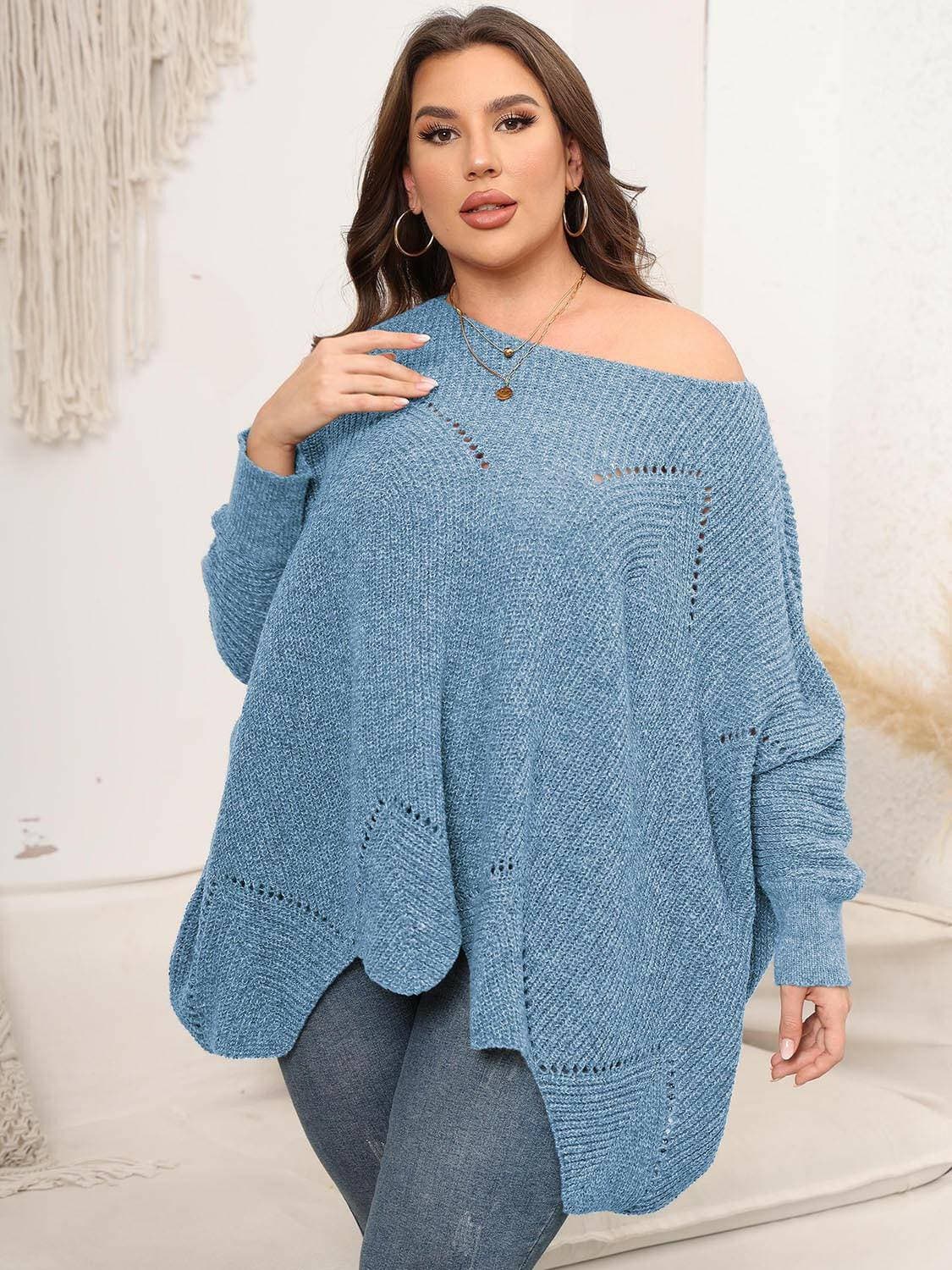 Cozy Batwing Sleeve Plus Size SweaterUpgrade Your Cozy Style with our Batwing Sleeve Plus Size Sweater!
 Experience ultimate comfort and chic fashion with our Cozy Batwing Sleeve Plus Size Sweater. CrafLove Salve Cozy Batwing Sleeveplus