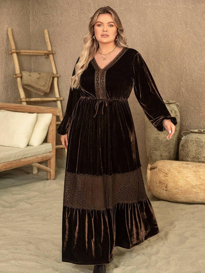 Elegant V-Neck Plus Size Maxi Dress with Balloon SleevesElegant V-Neck Plus Size Maxi Dress with Balloon Sleeves
 Indulge in Effortless Elegance with Our Chic V-Neck Maxi Dress!
 
 Key Features:
 
 
Chic Design: Elevate yLove Salve Size Maxi Dressplus