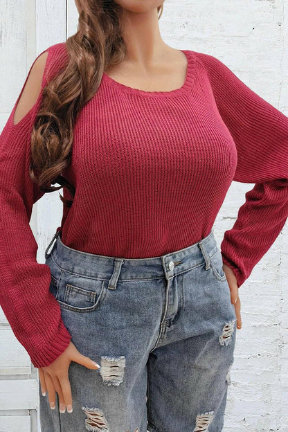 Cold Shoulder Round Neck Sweater for Curvy WomenCold Shoulder Round Neck Sweater for Curvy Women
 Indulge in comfort and style with our Cold Shoulder Round Neck Sweater designed especially for curvy women. ElevateLove Salve Cold Shoulder Round Neck Sweaterplus